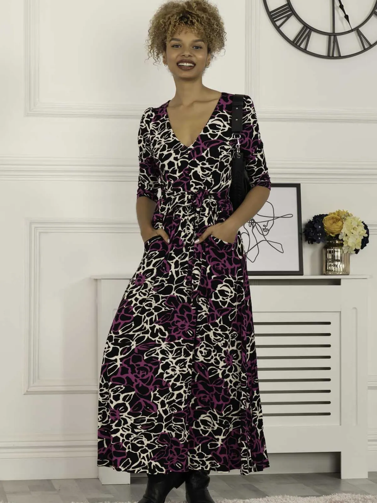 Jolie Moi Occasion Dresses|Jersey Dresses-Kamiyah Viscose Maxi Dress, Floral Multi