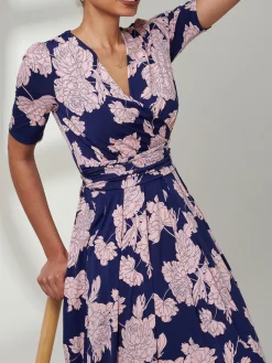 Jolie Moi Occasion Dresses|Floral Dresses-Kenzie Half Sleeve Jersey Maxi Dress, Floral Abstract