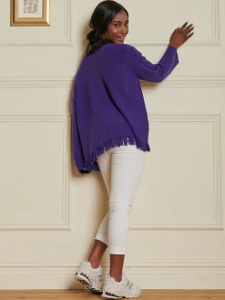 Jolie Moi Co-Ords-Knitted Fringe Detail Jumper, Purple