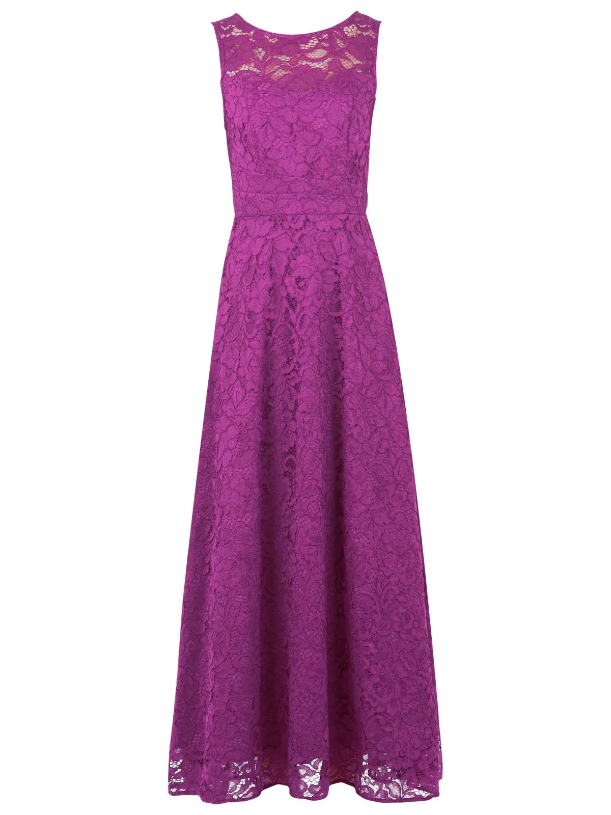 Jolie Moi Occasion Dresses|Signature Lace-Lace Fit & Flare Maxi Bridesmaid Dress, Magenta