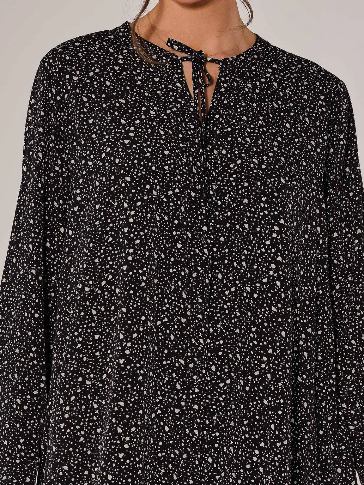Jolie Moi Office Wear|Shirt Dresses-Long Sleeve Shirt Dress, Black Spot
