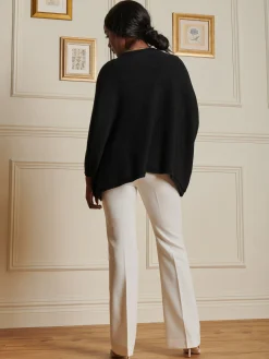 Jolie Moi Knitted Cardigan-Loose Fit Batwing Knitted Cardigan, Black