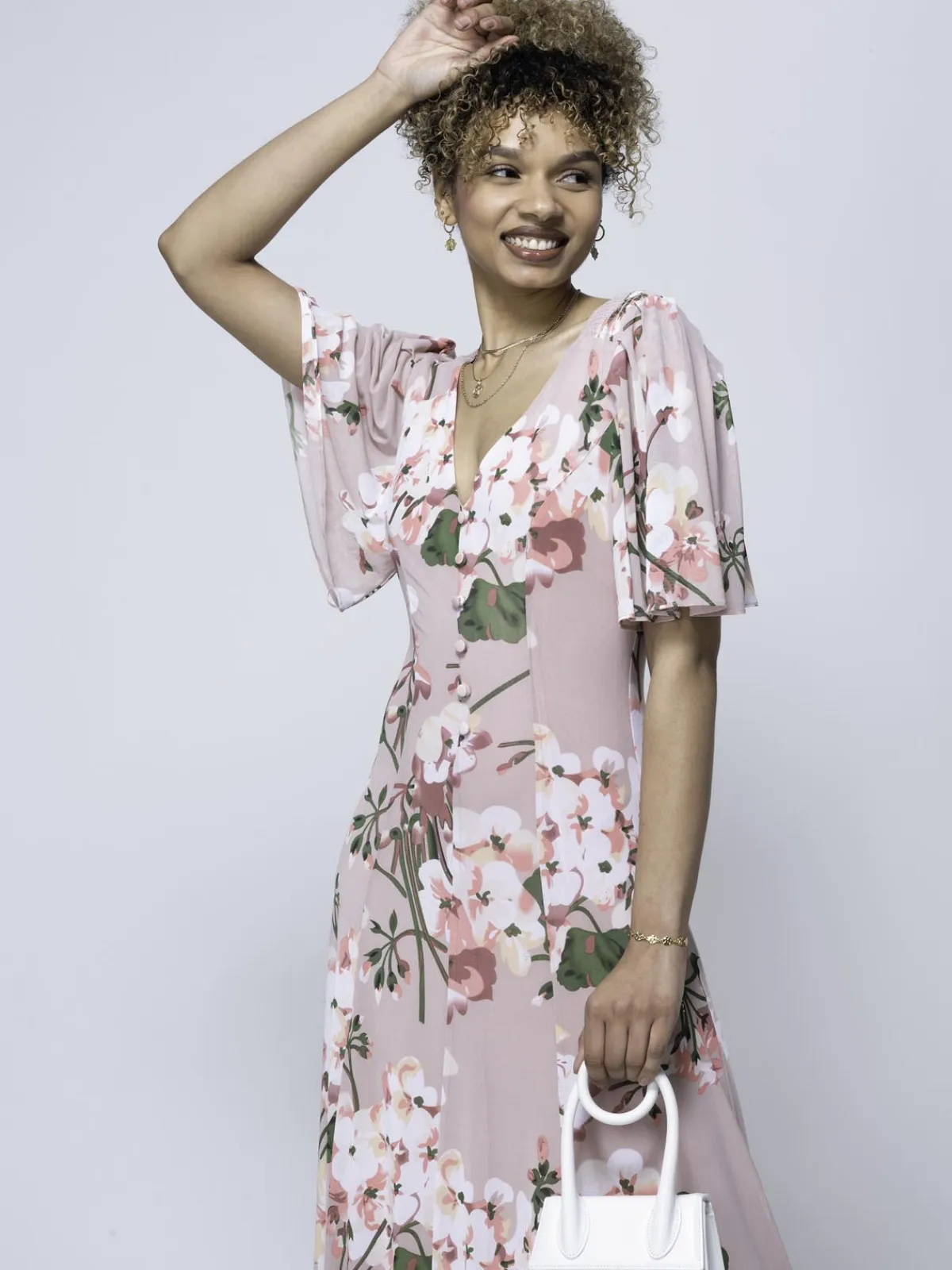 Jolie Moi Occasion Dresses|Mesh Dresses-Mabilla Floral Print Mesh Maxi Dress, Dusty Pink
