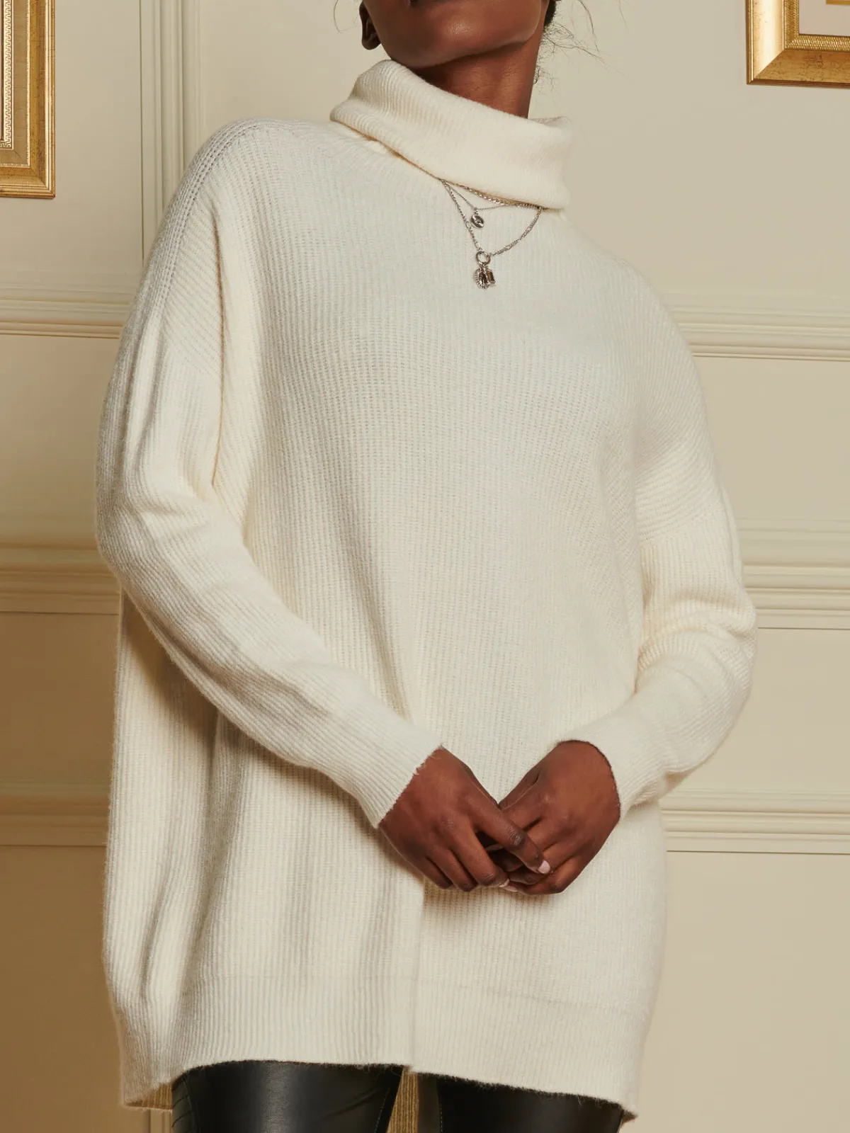 Jolie Moi Weekend Casuals|Knitted Jumpers-Made In Italy Rib Knitted Roll Neck Jumper, Butter