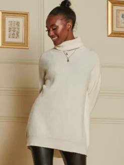 Jolie Moi Weekend Casuals|Knitted Jumpers-Made In Italy Rib Knitted Roll Neck Jumper, Butter