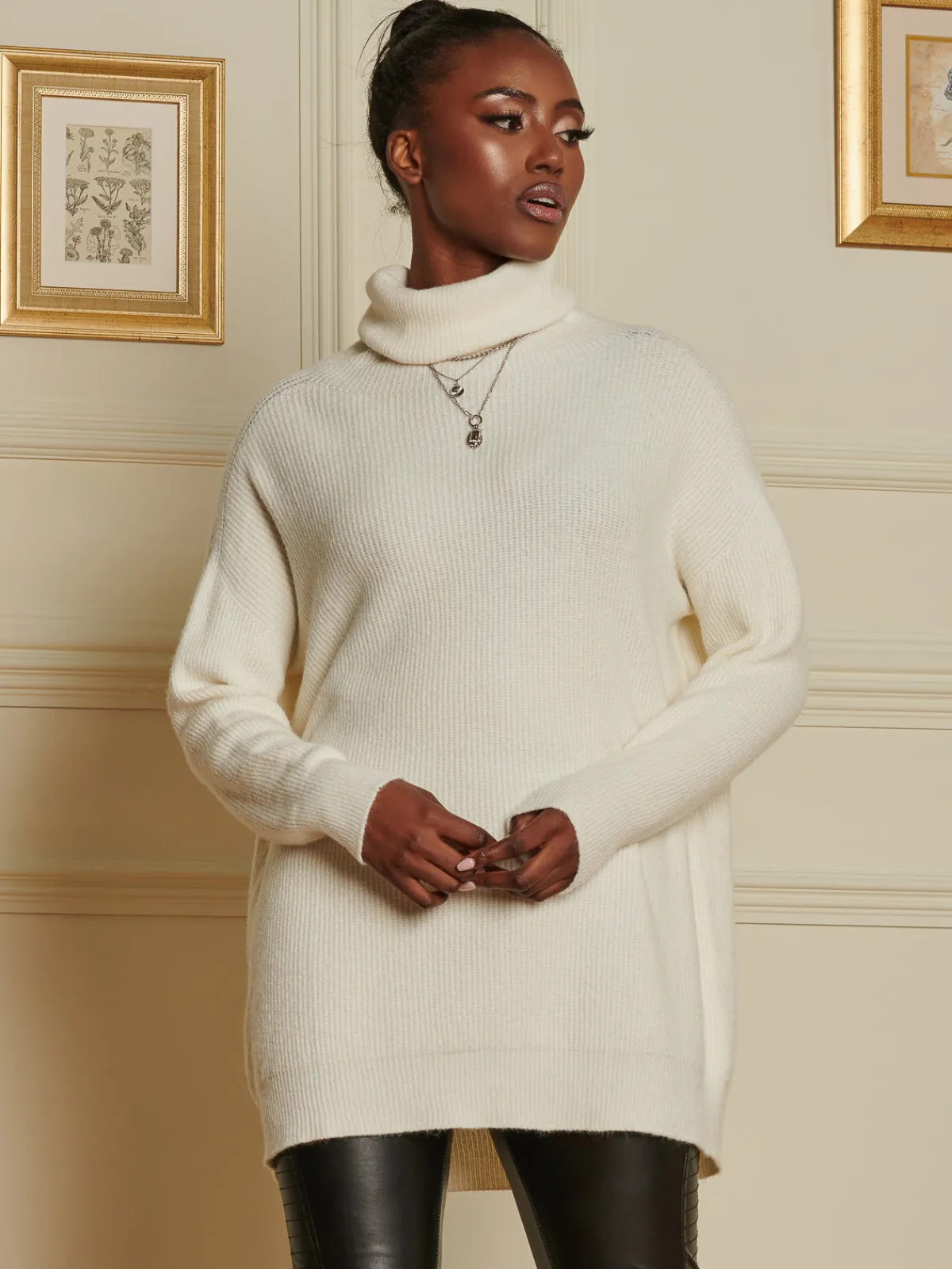 Jolie Moi Weekend Casuals|Knitted Jumpers-Made In Italy Rib Knitted Roll Neck Jumper, Butter