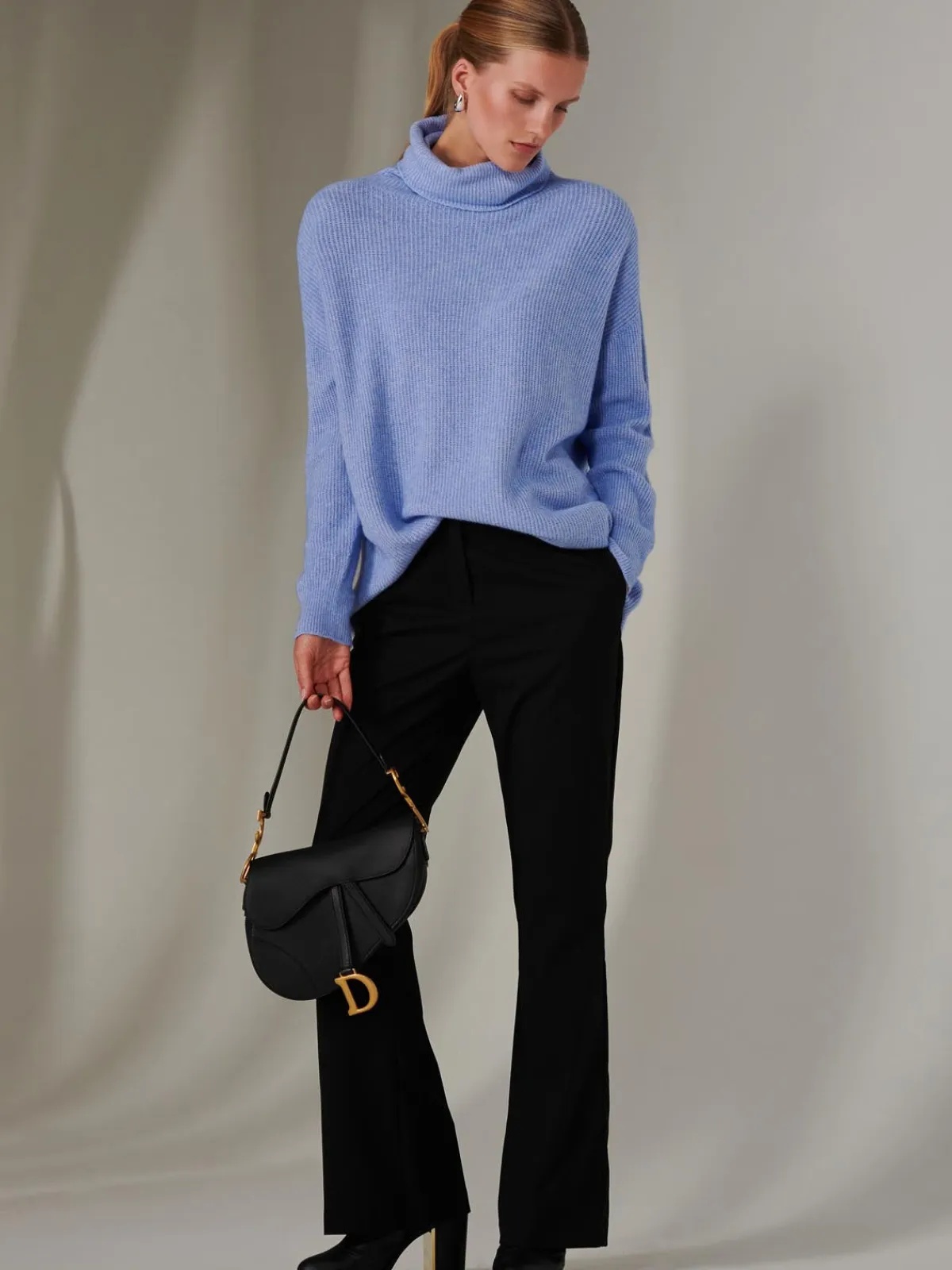 Jolie Moi Knitted Jumpers-Made In Italy Rib Knitted Roll Neck Jumper, Grapemist