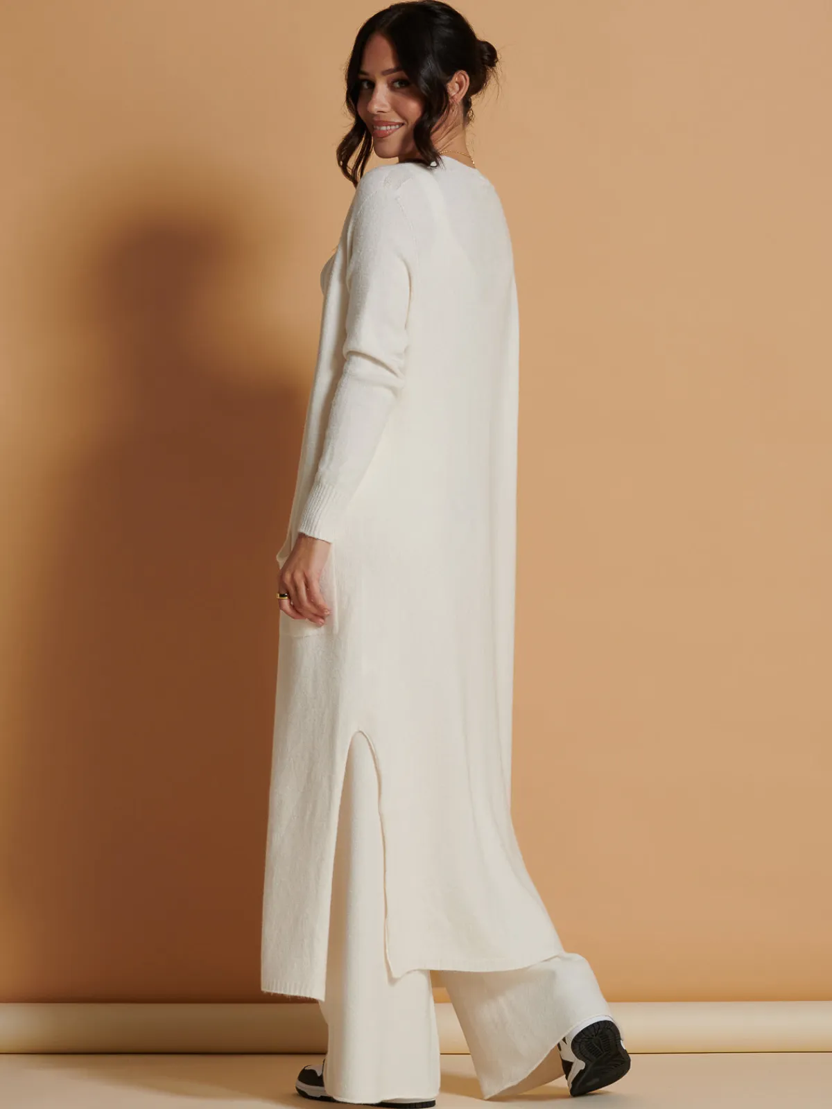 Jolie Moi Co-Ords|Knitted Trousers-Made In Italy Wide Leg Soft Knit Trousers, Calce