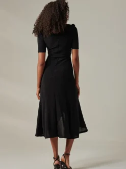 Jolie Moi Occasion Dresses|Party Dresses-Metallic Tie Waist Wrapped Maxi Dress, Black