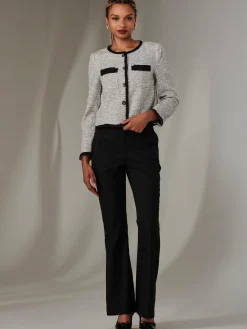 Jolie Moi Coats & Jackets|Blazers- Monochrome Tweed Contrast Jacket