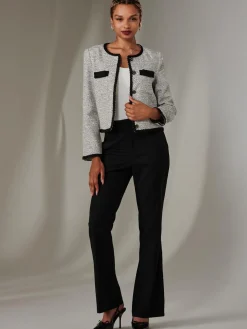 Jolie Moi Coats & Jackets|Blazers- Monochrome Tweed Contrast Jacket