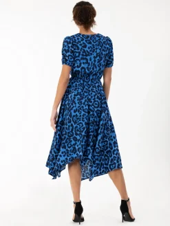 Jolie Moi Animal Print Dresses|Weekend Casuals-Nana Hanky Hem Dress, Blue Animal