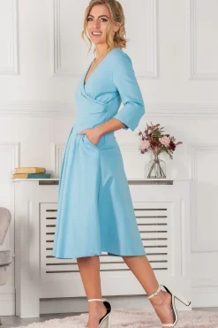 Jolie Moi Occasion Dresses|Party Dresses- Paige 3/4 Sleeve Wrap Dress