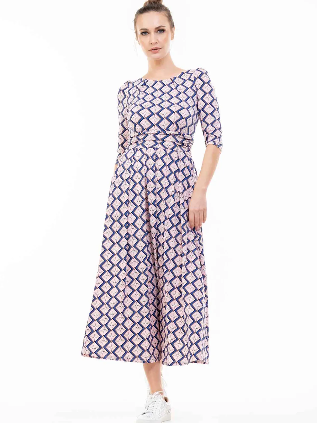 Jolie Moi Occasion Dresses|Weekend Casuals-Pauline Sleeved Maxi Dress, Pink Birds