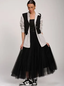Jolie Moi Sleeveless Dresses|Weekend Casuals-Pain Button Up Waitcoat, Black