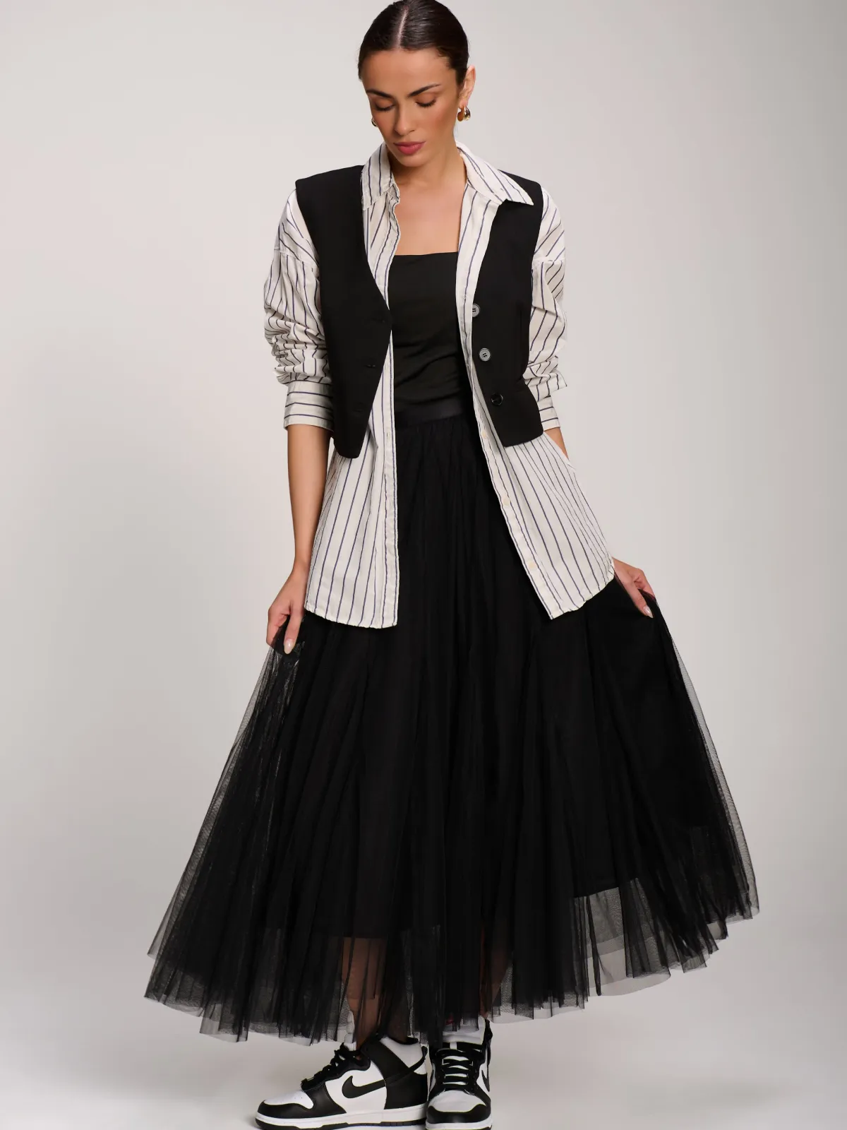 Jolie Moi Sleeveless Dresses|Weekend Casuals-Pain Button Up Waitcoat, Black