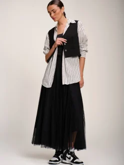 Jolie Moi Sleeveless Dresses|Weekend Casuals-Pain Button Up Waitcoat, Black