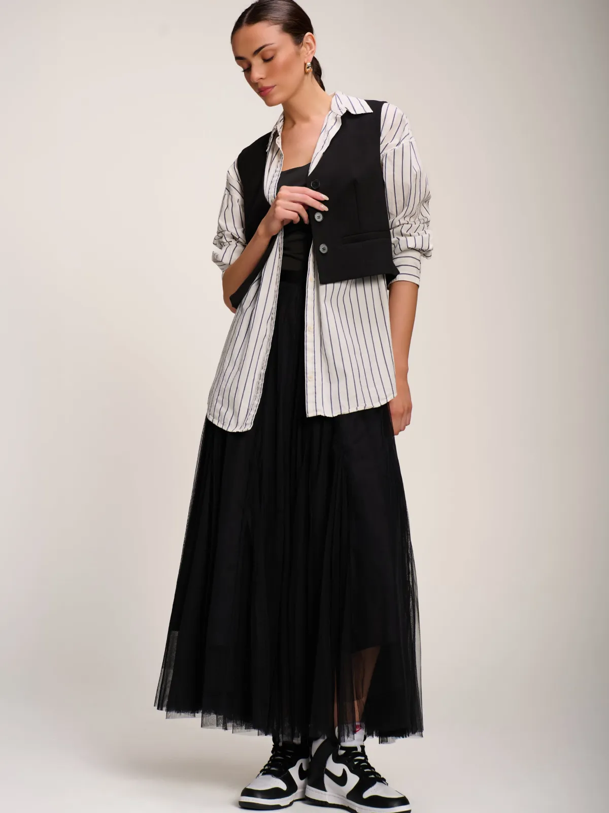 Jolie Moi Sleeveless Dresses|Weekend Casuals-Pain Button Up Waitcoat, Black