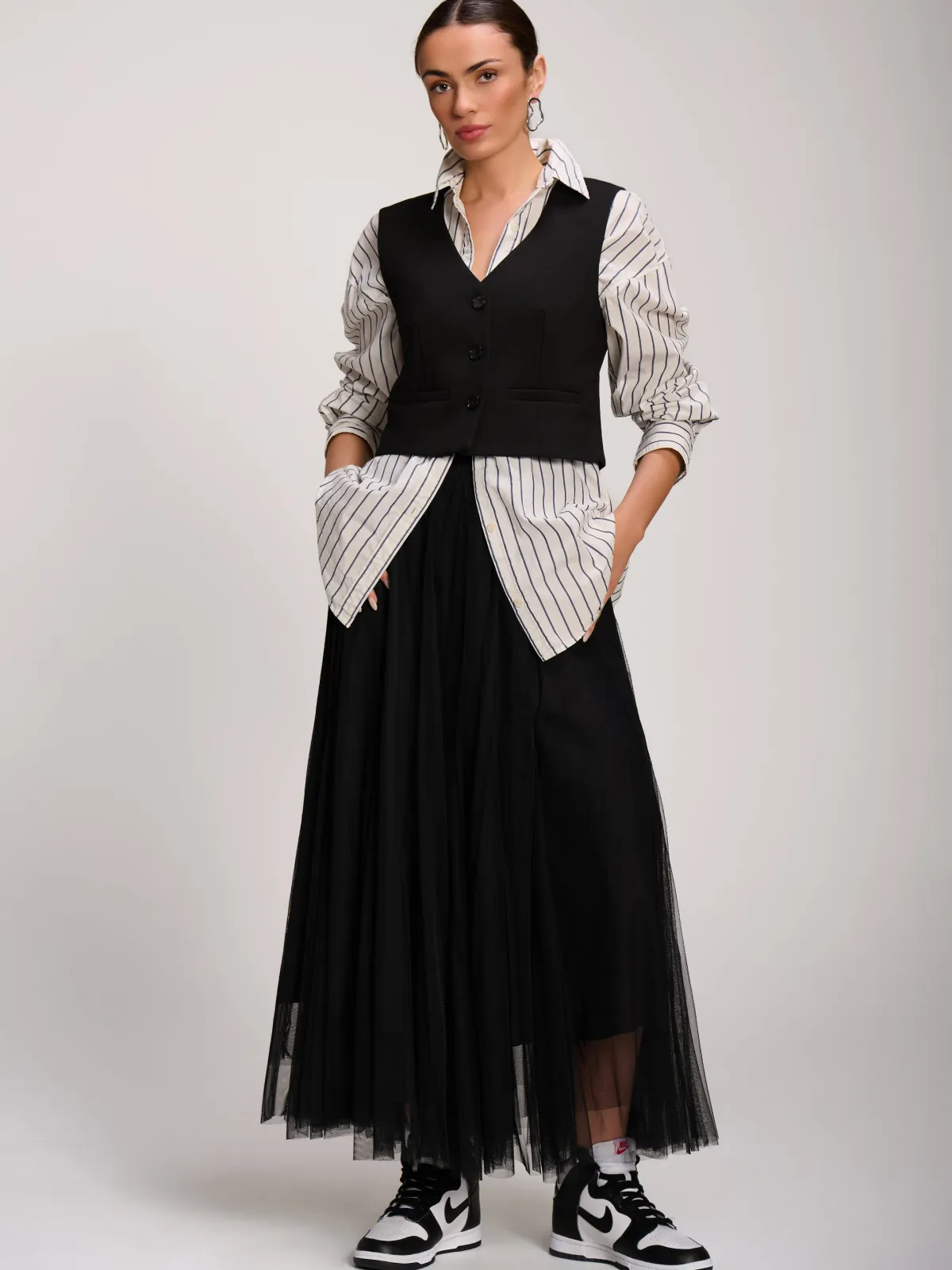 Jolie Moi Sleeveless Dresses|Weekend Casuals-Pain Button Up Waitcoat, Black