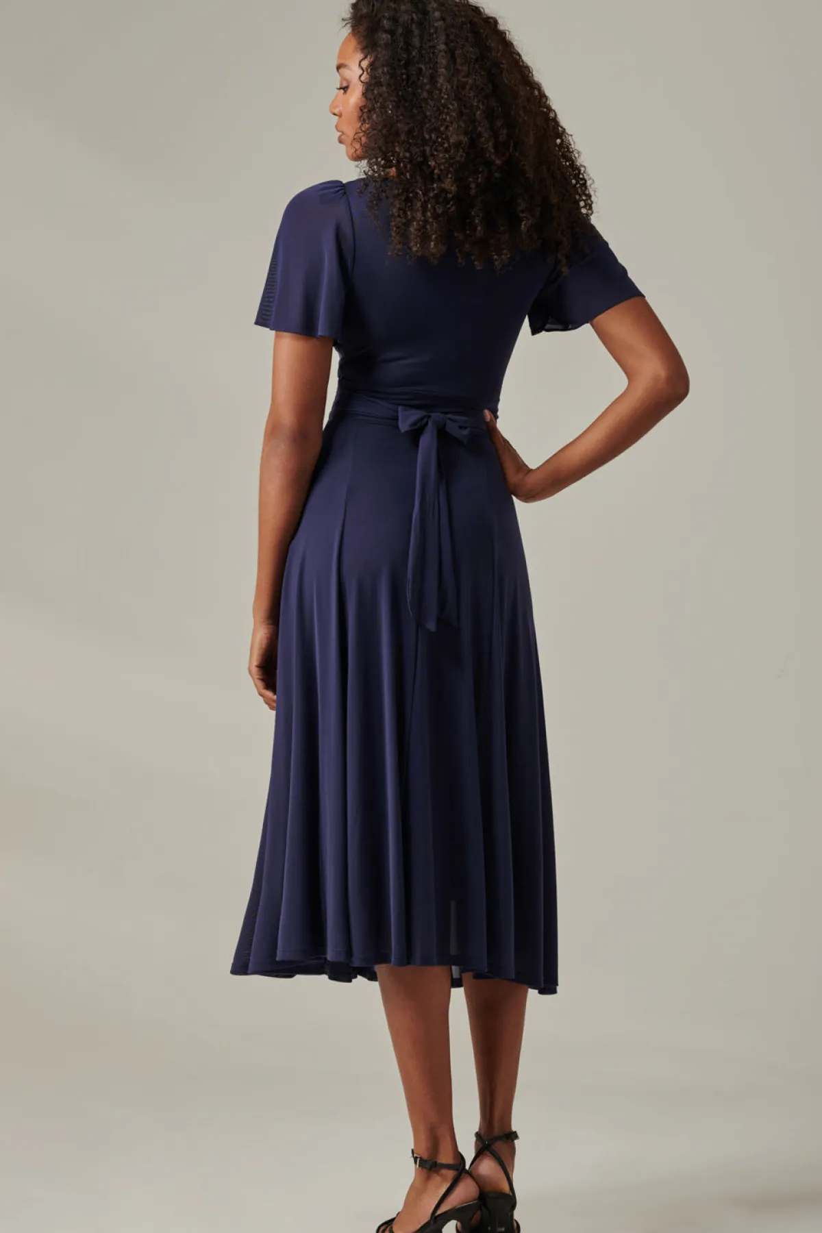 Jolie Moi Race Day Dresses|Mother Of The Bride-Plain Mesh Floaty Sleeve Midaxi Dress, Navy