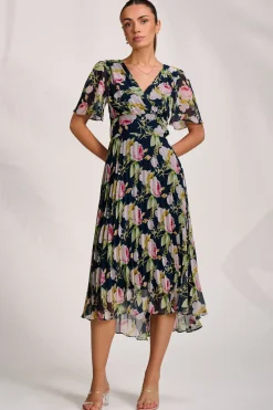 Jolie Moi Occasion Dresses|Maxi Dresses-Pleated Chiffon Maxi Dress, Pink Rose