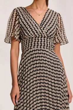 Jolie Moi Occasion Dresses|Weekend Casuals-Pleated Chiffon Maxi Dress, Stone/Black