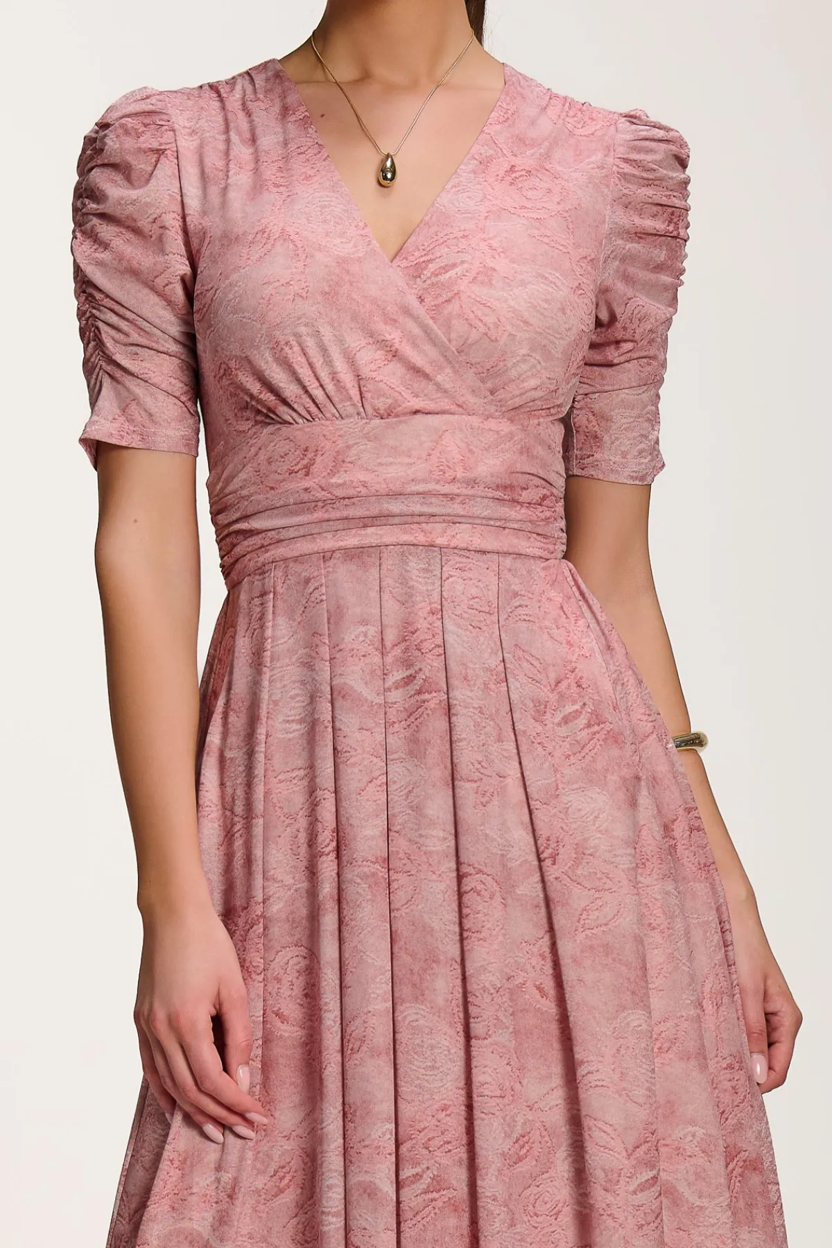 Jolie Moi Occasion Dresses|Mesh Dresses-Printed Mesh Dip Hem Maxi Dress, Pink Abstract