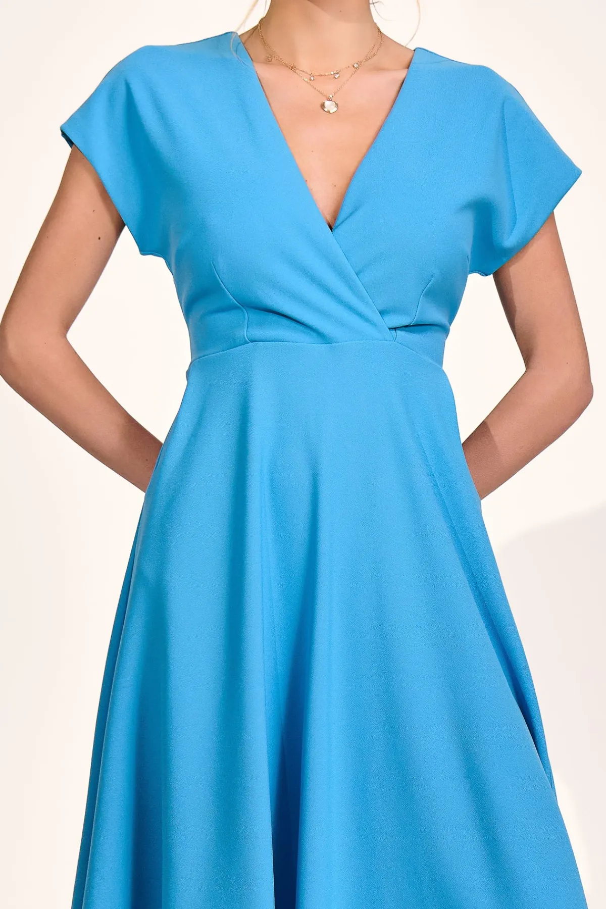 Jolie Moi Occasion Dresses|Party Dresses-Printed Scuba Dipped Hem Maxi Dress, Blue
