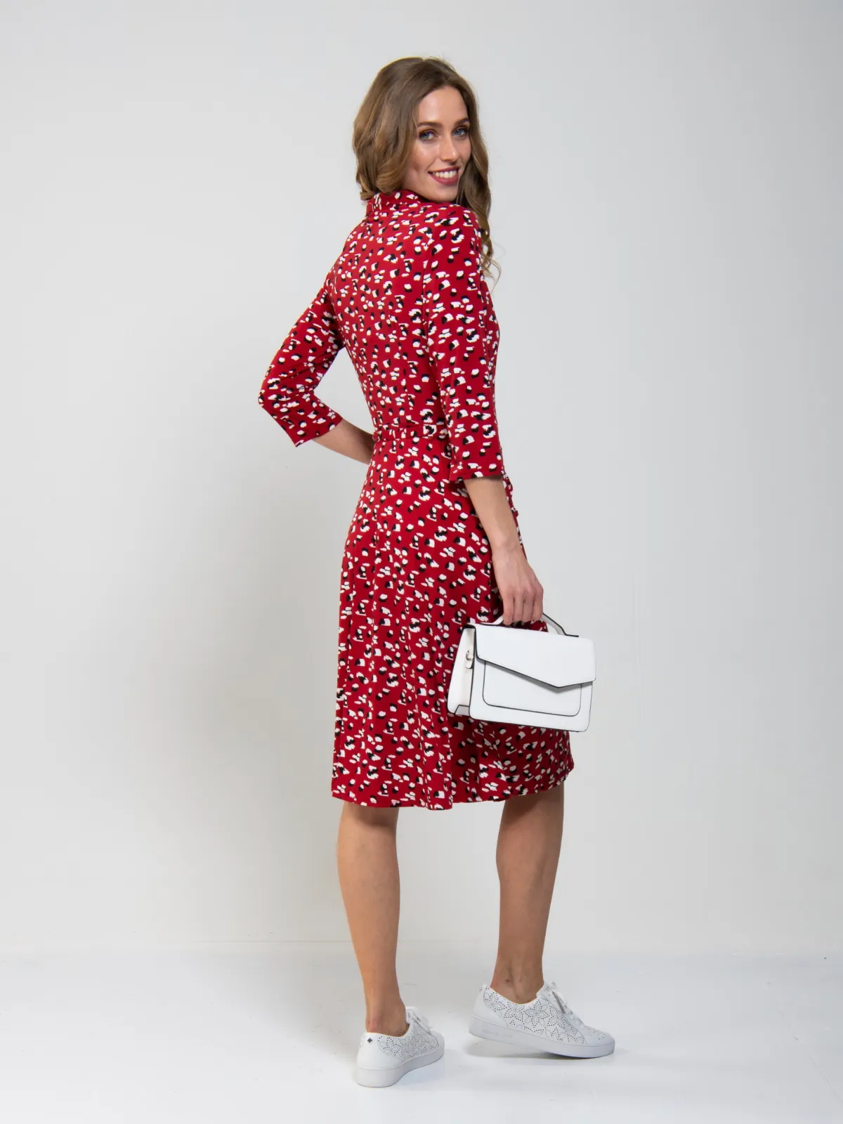 Jolie Moi Occasion Dresses|Weekend Casuals-Printed Shirt Jersey Dress, Red Animal