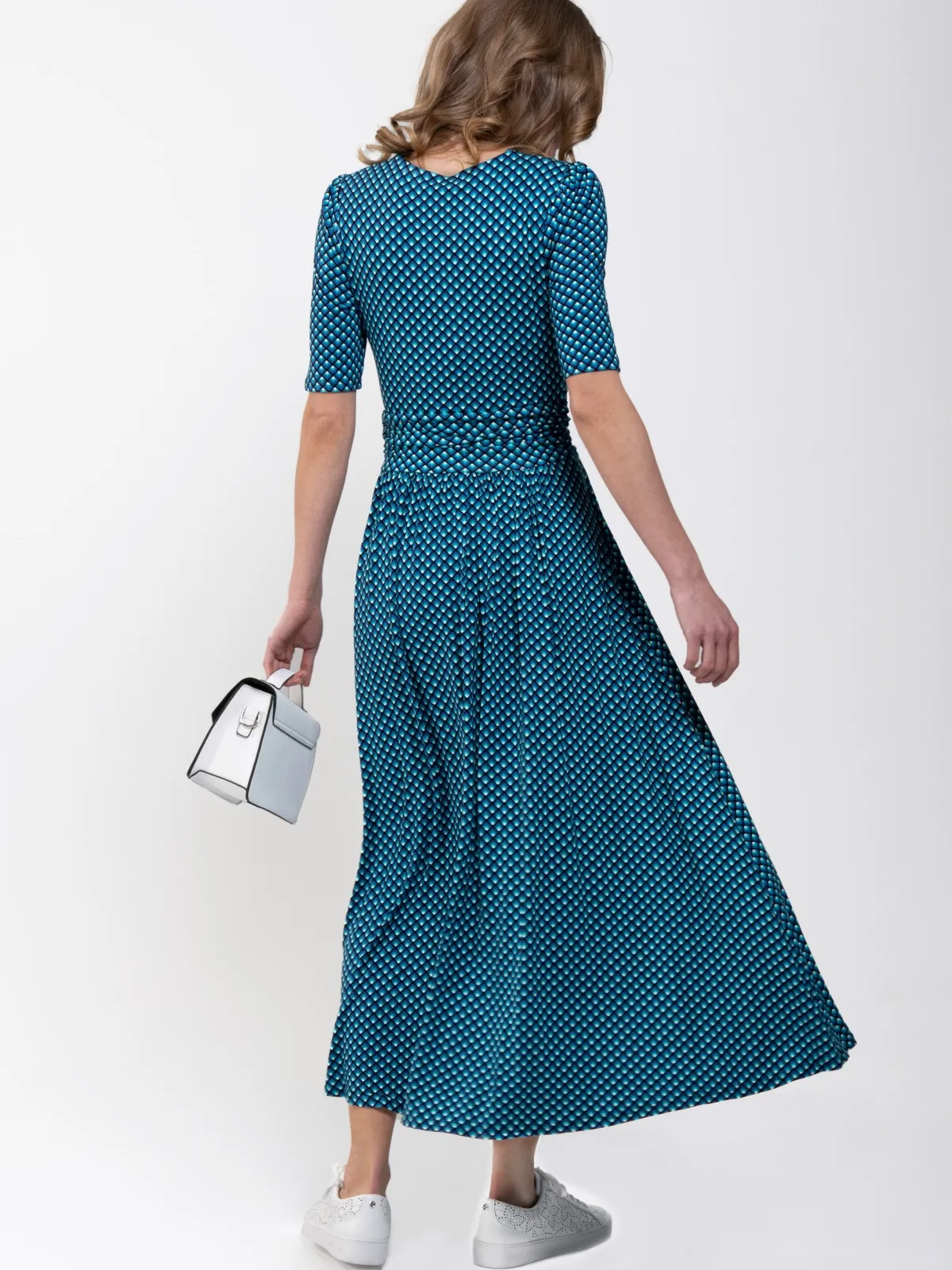 Jolie Moi Occasion Dresses|Jersey Dresses-Printed Viscose Crossover Maxi Dress, Blue Geo