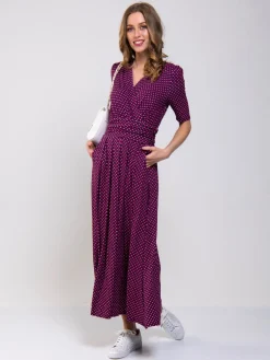 Jolie Moi Occasion Dresses|Jersey Dresses-Printed Viscose Crossover Maxi Dress, Pink Geo