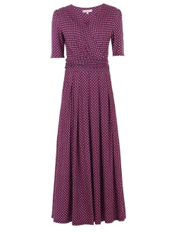 Jolie Moi Occasion Dresses|Jersey Dresses-Printed Viscose Crossover Maxi Dress, Pink Geo