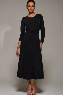 Jolie Moi Occasion Dresses|Jersey Dresses-Puff Long Sleeve Jersey Maxi Dress, Black