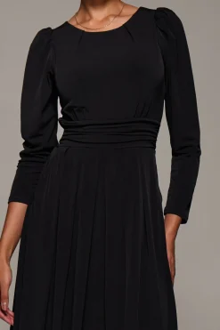 Jolie Moi Occasion Dresses|Jersey Dresses-Puff Long Sleeve Jersey Maxi Dress, Black