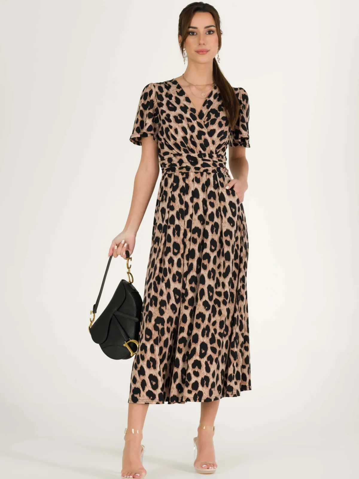 Jolie Moi Occasion Dresses|Jersey Dresses-Quaya Animal Print Jersey Maxi Dress, Pink Animal