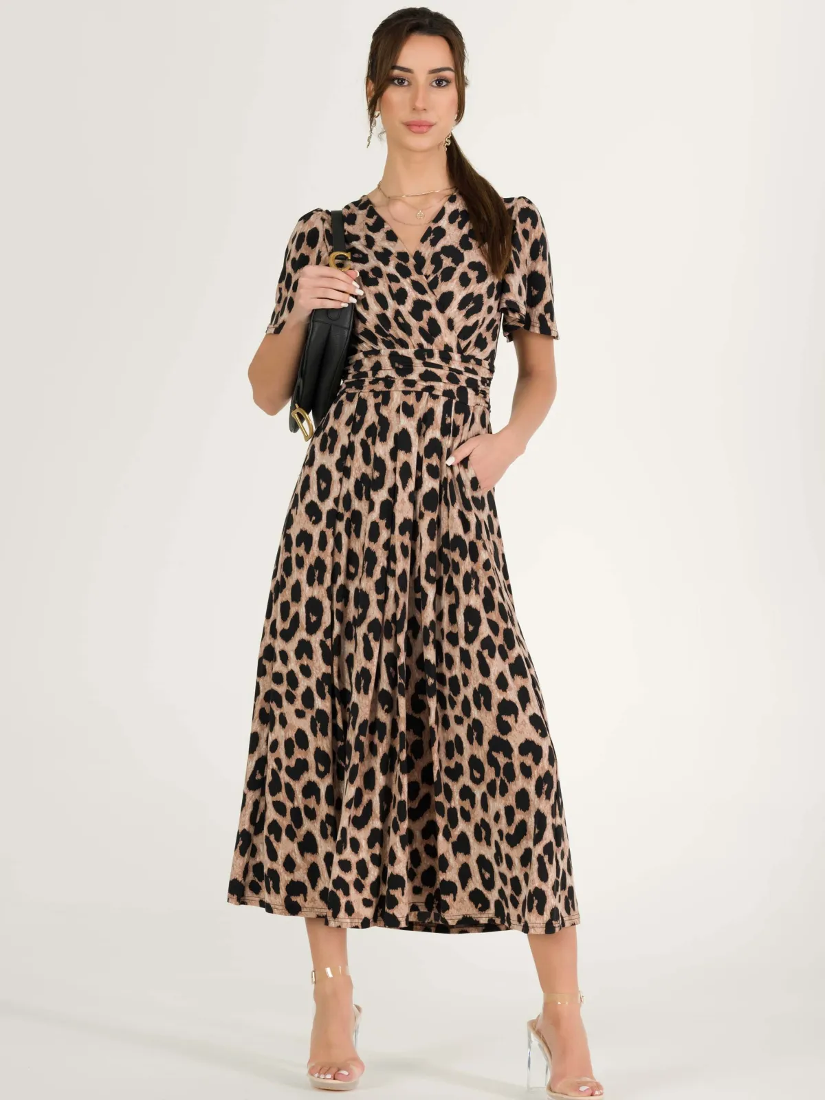 Jolie Moi Occasion Dresses|Jersey Dresses-Quaya Animal Print Jersey Maxi Dress, Pink Animal