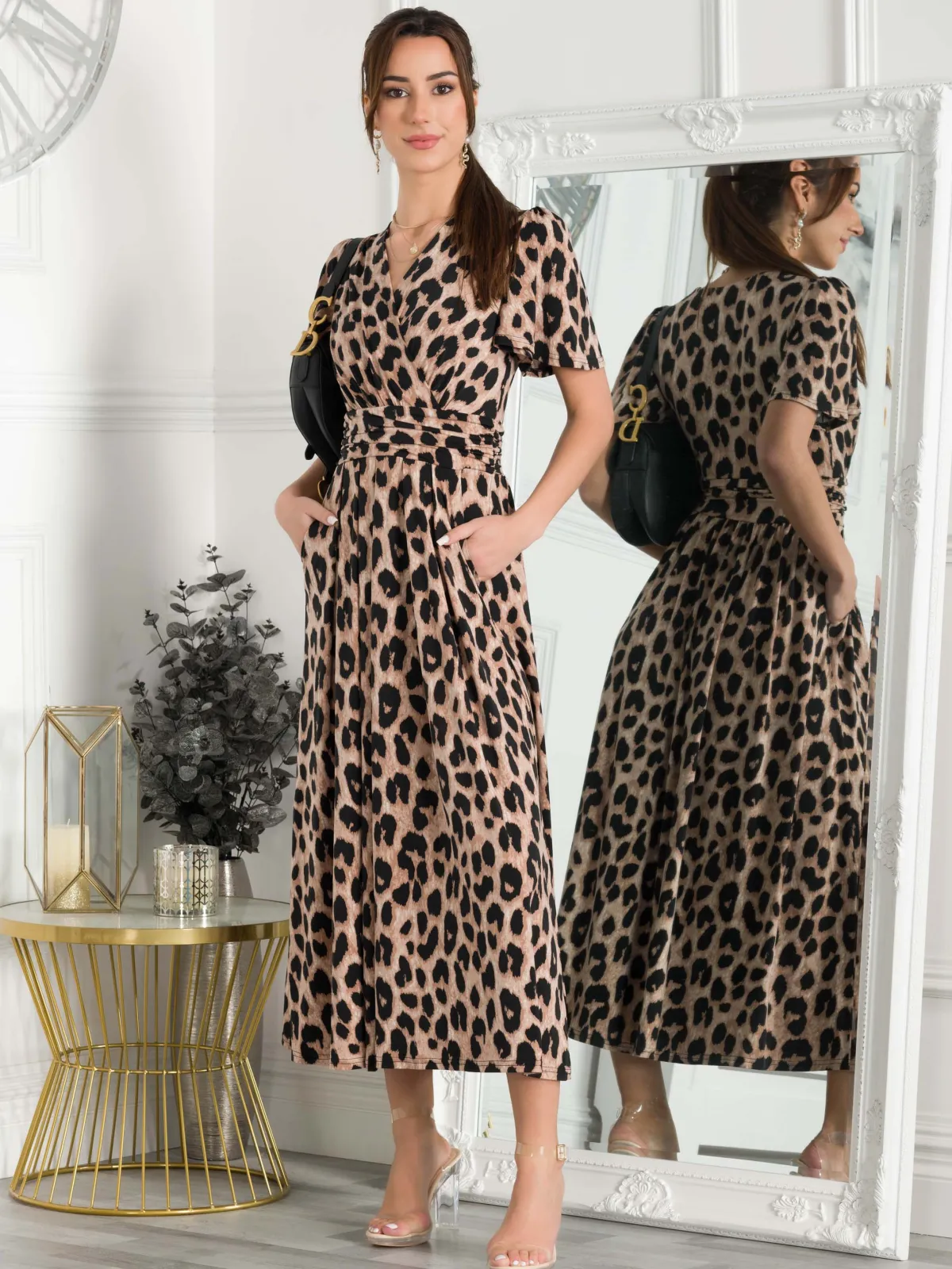 Jolie Moi Occasion Dresses|Jersey Dresses-Quaya Animal Print Jersey Maxi Dress, Pink Animal