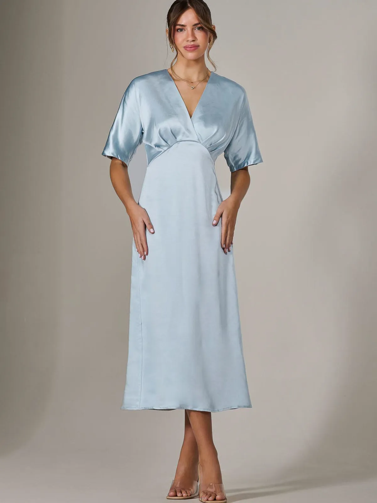 Jolie Moi Mother Of The Bride|Occasion Dresses-Satin A-Line Midaxi Dress, Blue