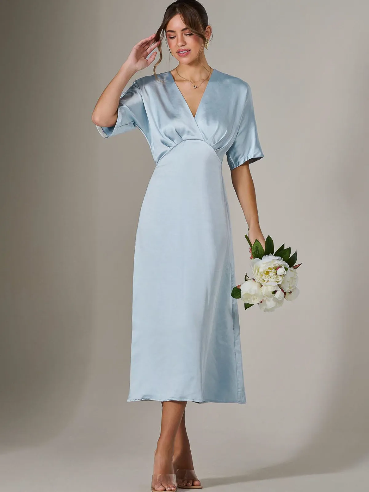 Jolie Moi Mother Of The Bride|Occasion Dresses-Satin A-Line Midaxi Dress, Blue