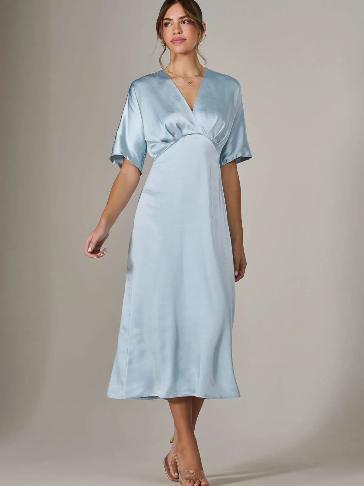 Jolie Moi Mother Of The Bride|Occasion Dresses-Satin A-Line Midaxi Dress, Blue