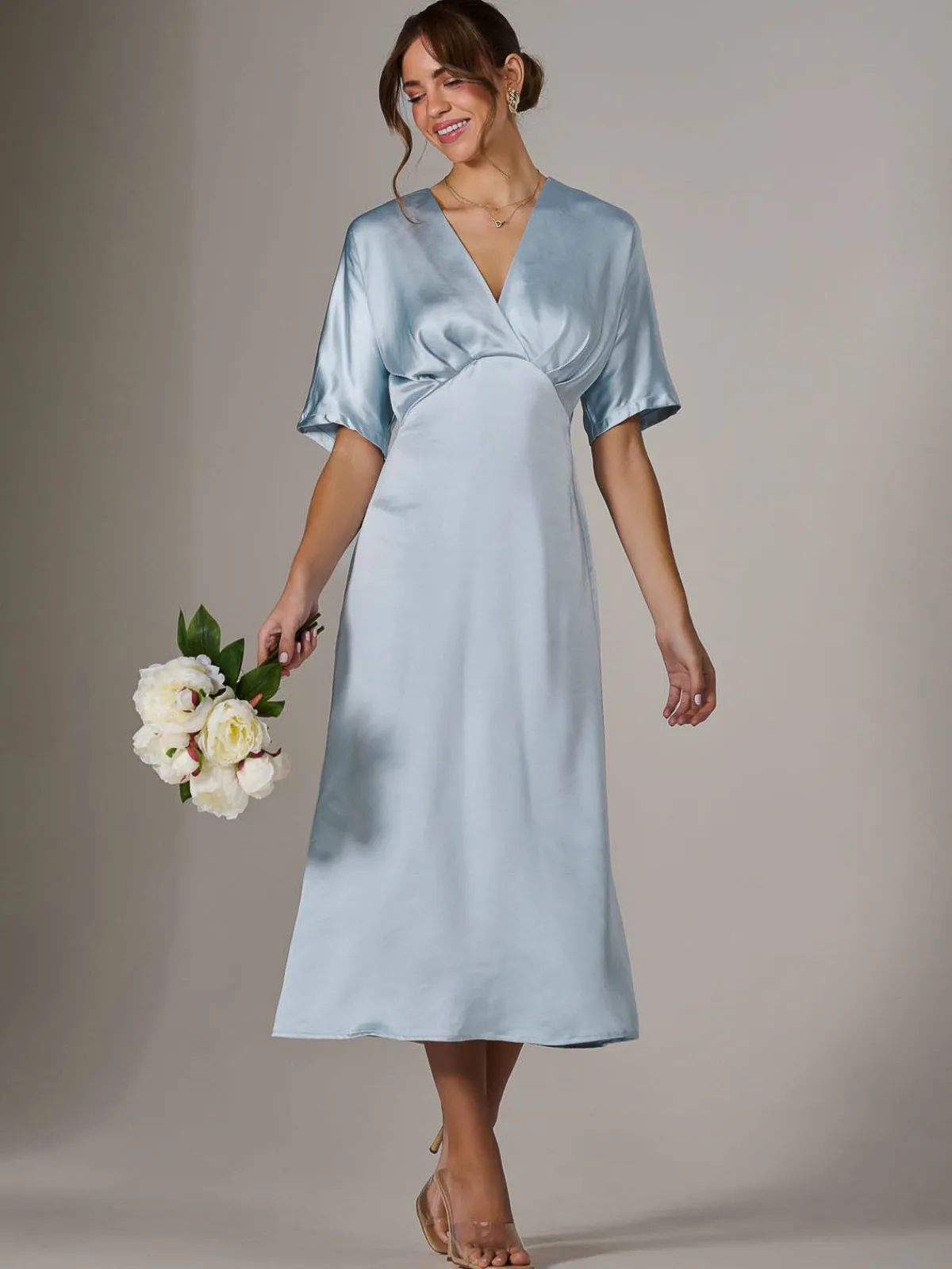 Jolie Moi Mother Of The Bride|Occasion Dresses-Satin A-Line Midaxi Dress, Blue