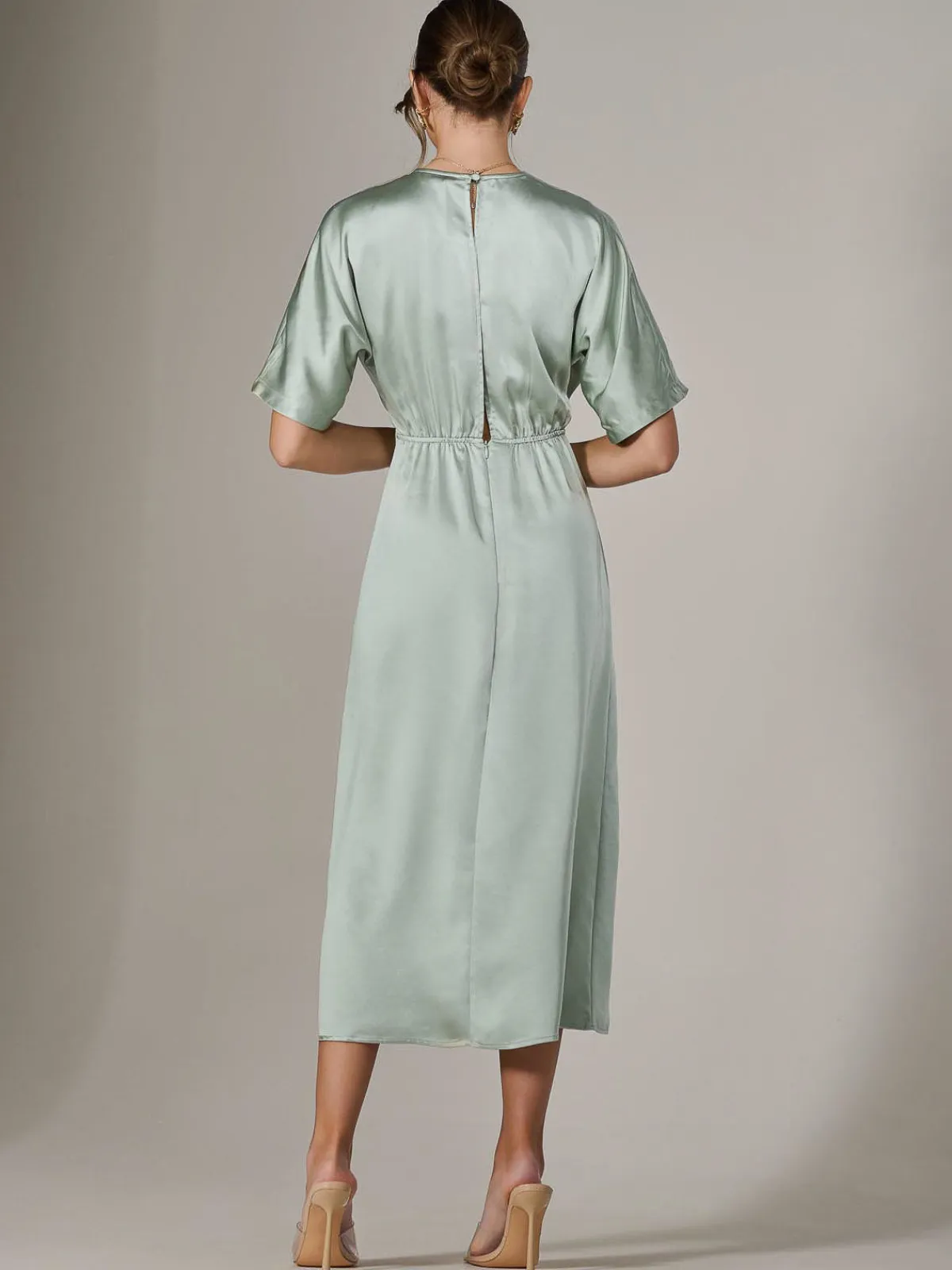 Jolie Moi Mother Of The Bride|Occasion Dresses-Satin A-Line Midaxi Dress, Green