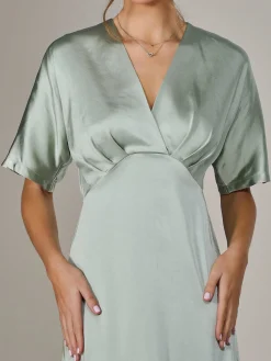 Jolie Moi Mother Of The Bride|Occasion Dresses-Satin A-Line Midaxi Dress, Green