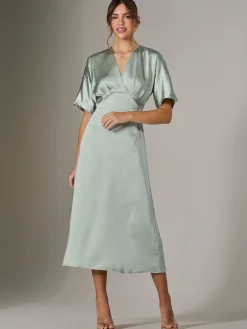 Jolie Moi Mother Of The Bride|Occasion Dresses-Satin A-Line Midaxi Dress, Green