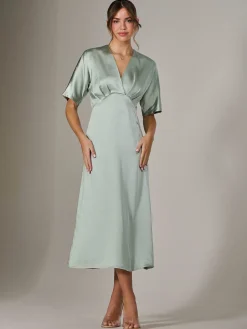 Jolie Moi Mother Of The Bride|Occasion Dresses-Satin A-Line Midaxi Dress, Green