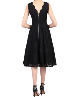 Jolie Moi Occasion Dresses|Signature Lace-Scalloped Lace Prom Bridesmaid Dress, Black