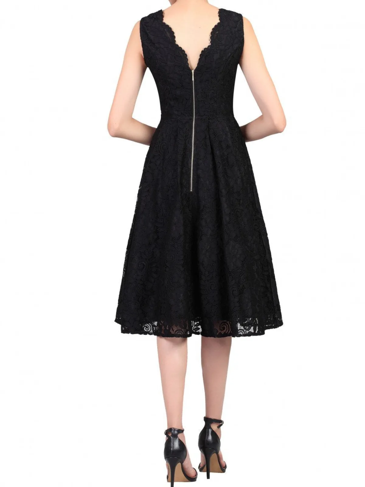 Jolie Moi Occasion Dresses|Signature Lace-Scalloped Lace Prom Bridesmaid Dress, Black