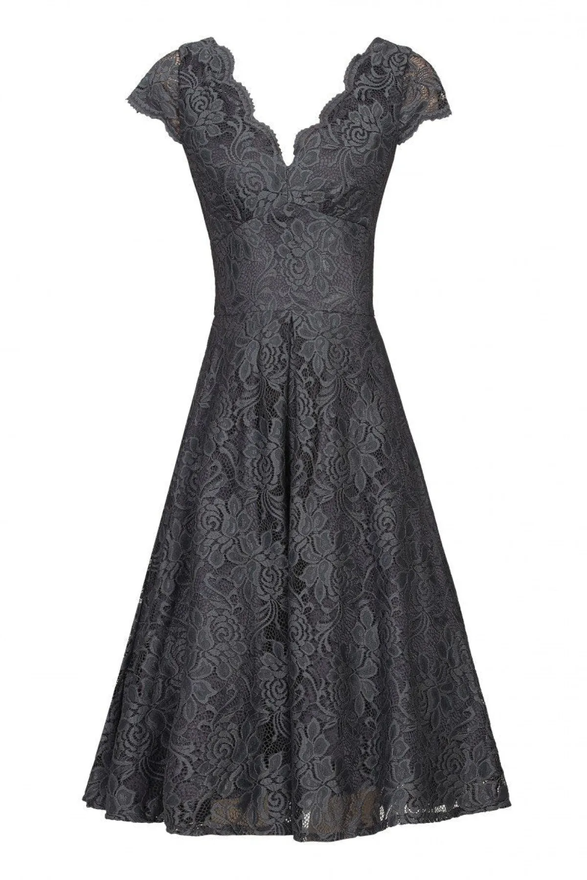 Jolie Moi Occasion Dresses|Mother Of The Bride-1950s Cap Sleeve Lace Prom Dress, Dark Grey
