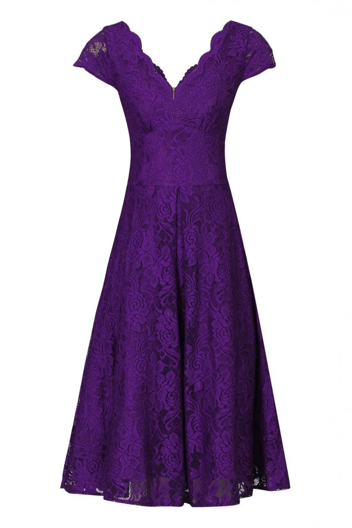 Jolie Moi Occasion Dresses|Mother Of The Bride-1950s Cap Sleeve Lace Prom Dress, Purple
