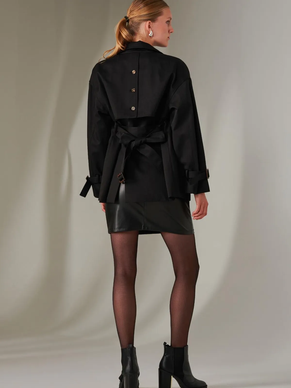 Jolie Moi Coats & Jackets-hort Trench Coat, Black